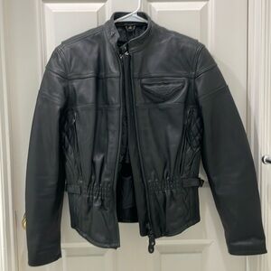 Women’s Small Vintage Black Leather Harley-Davidson Biker Jacket Mint Condition